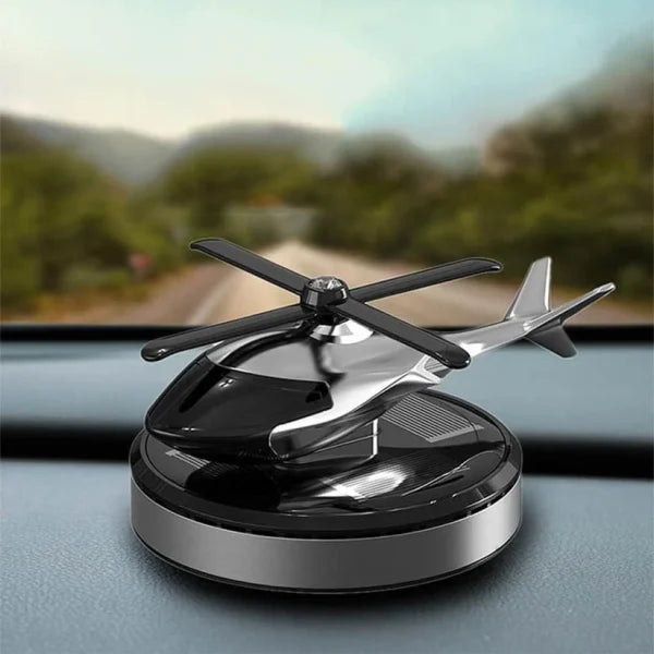 Solar Helicopter Car Air Freshener Metal | Car Dashboard Helicopter Decoration