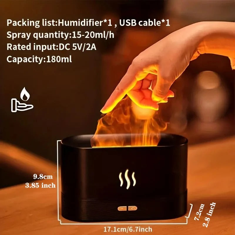 Portable Flame Air Diffuser Humidifier - Aroma Diffuser - 180ml