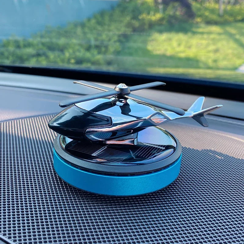 Solar Helicopter Car Air Freshener Metal | Car Dashboard Helicopter Decoration